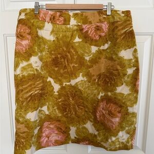 Floral Patterned Pencil Skirt - Gold and Pink